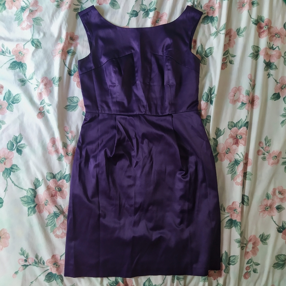 Club Monaco Purple Satin Cocktail Low Back Dress